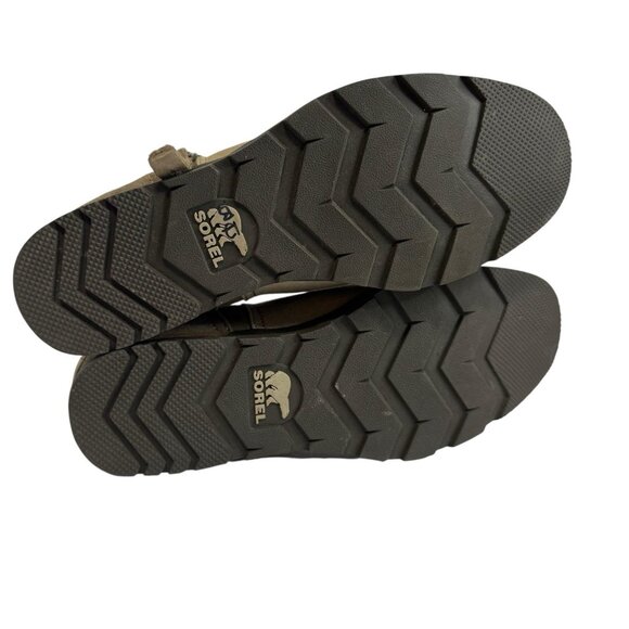 Sorel Taupe Canvas Flat Ankle Bootie Sz 7 Side Zip Intentional Distressed Boho - Picture 5 of 6